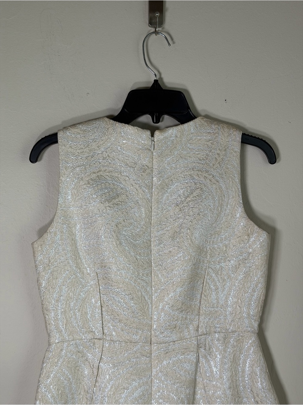 Taylor Ivory Brocade Mini Dress with Shoulder Jewel Accent - Picture 5 of 9